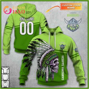 Personalized NRL Canberra Raiders Native Skull 3D Hoodie