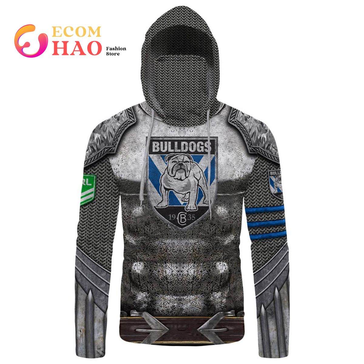 Personalized NRL Canterbury Bankstown Bulldogs Armor 3D Hoodie