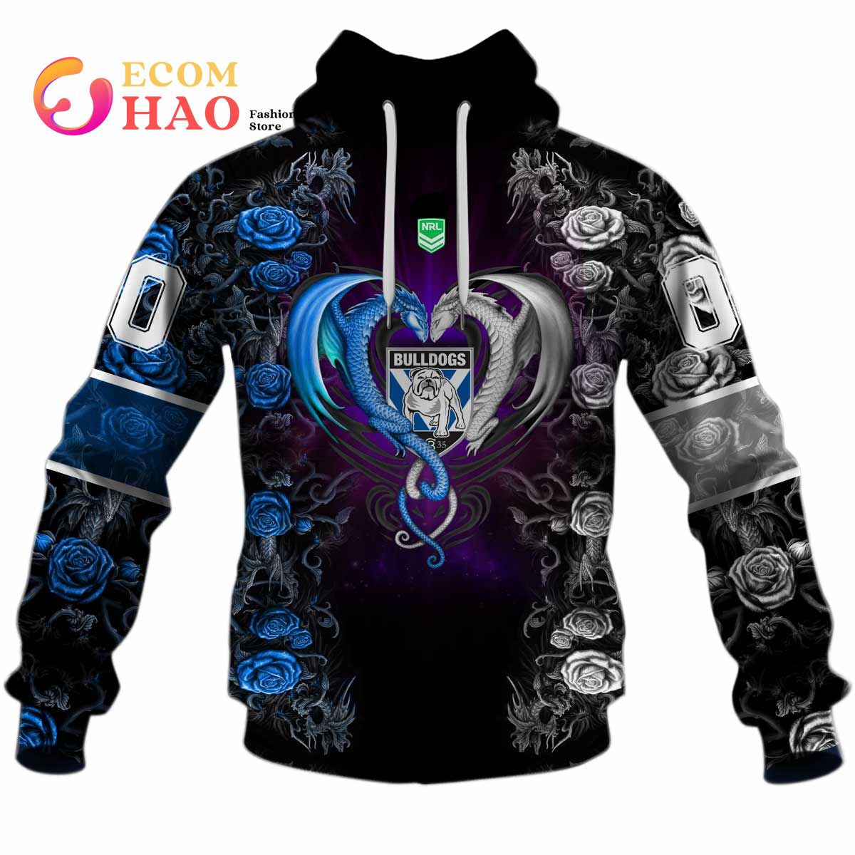 Personalized NRL Canterbury Bankstown Bulldogs Rose Dragon 3D Hoodie