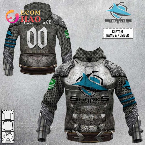 Personalized NRL Cronulla Sutherland Sharks Armor 3D Hoodie