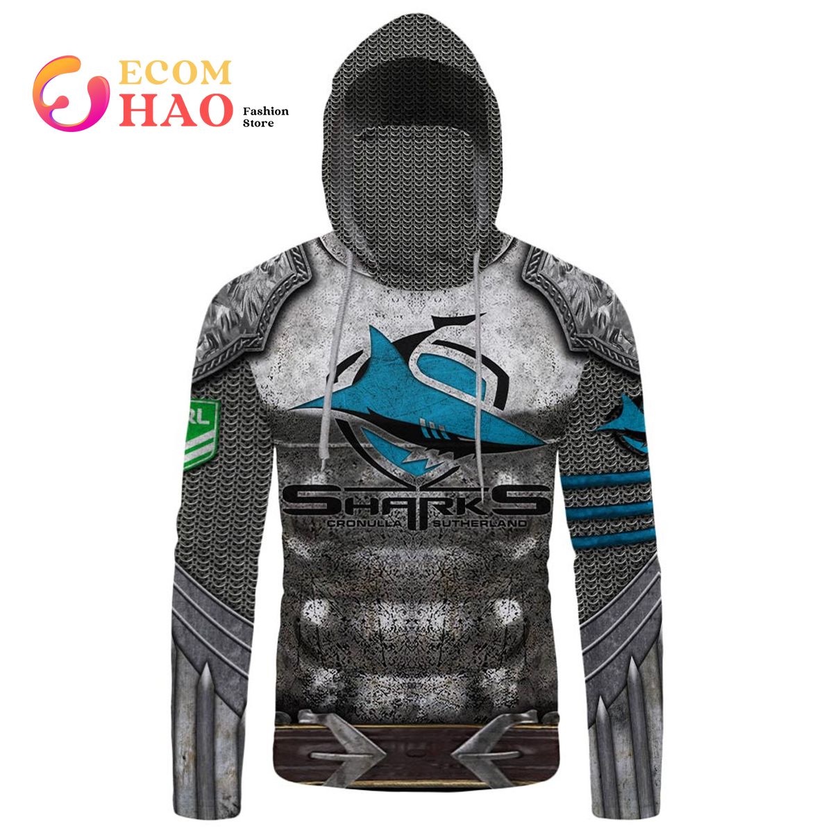 Personalized NRL Cronulla Sutherland Sharks Armor 3D Hoodie