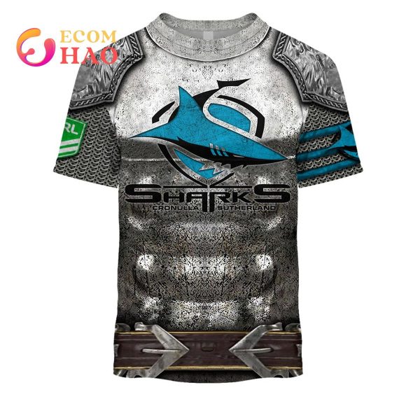 Personalized NRL Cronulla Sutherland Sharks Armor 3D Hoodie