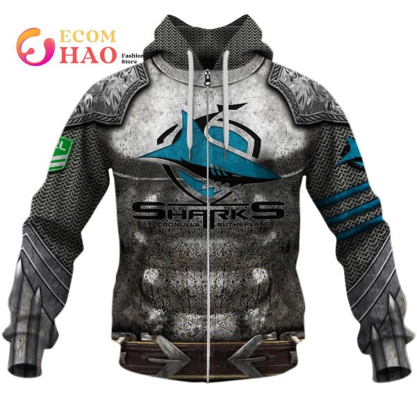 Personalized NRL Cronulla Sutherland Sharks Armor 3D Hoodie