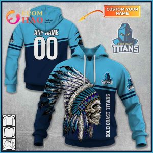 Personalized NRL Gold Coast Titans Native Skull 3D Hoodie