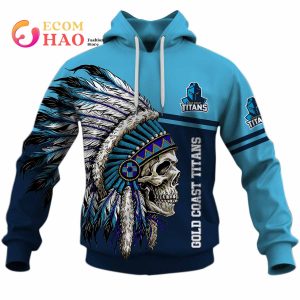 Personalized NRL Gold Coast Titans Native Skull 3D Hoodie