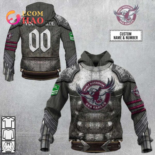 Personalized NRL Manly Warringah Sea Eagles Armor 3D Hoodie