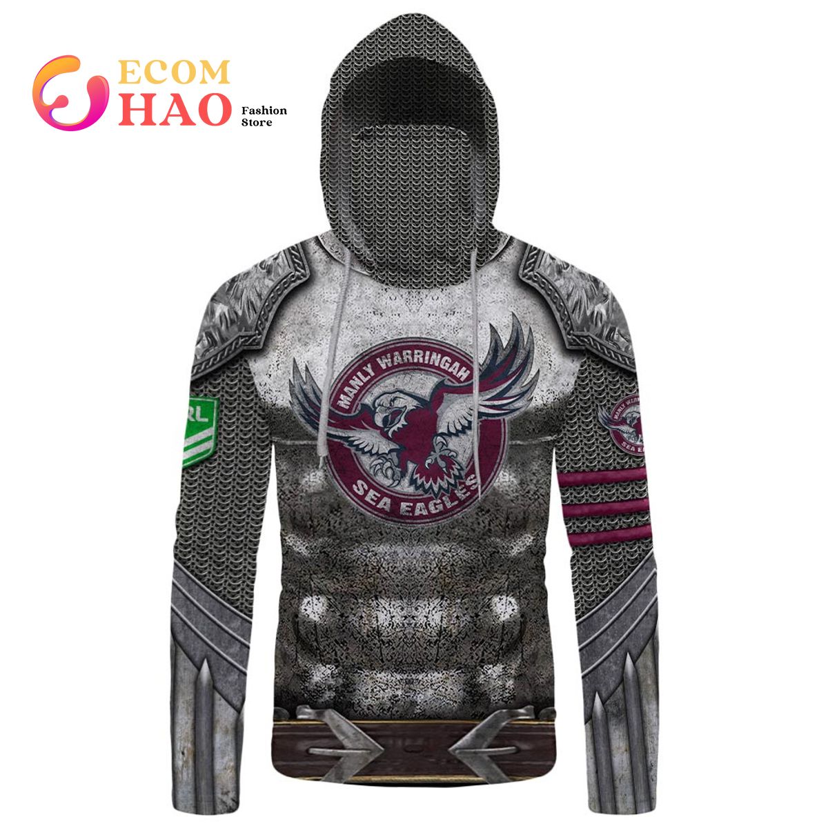 Personalized NRL Manly Warringah Sea Eagles Armor 3D Hoodie