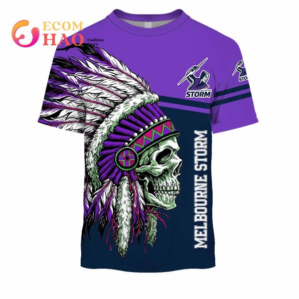 Personalized NRL Melbourne Storm Native Skull 3D Hoodie