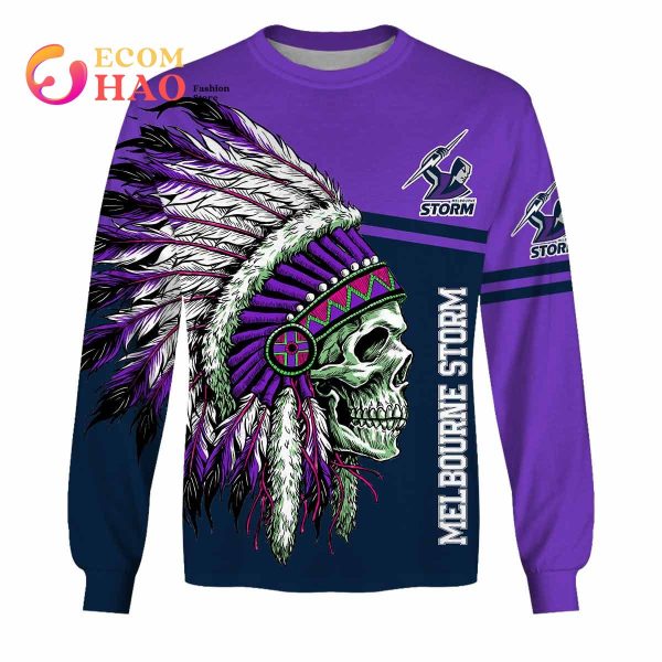 Personalized NRL Melbourne Storm Native Skull 3D Hoodie