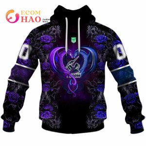Personalized NRL Melbourne Storm Rose Dragon 3D Hoodie