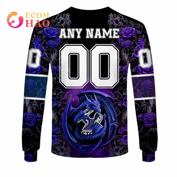 Personalized NRL Melbourne Storm Rose Dragon 3D Hoodie