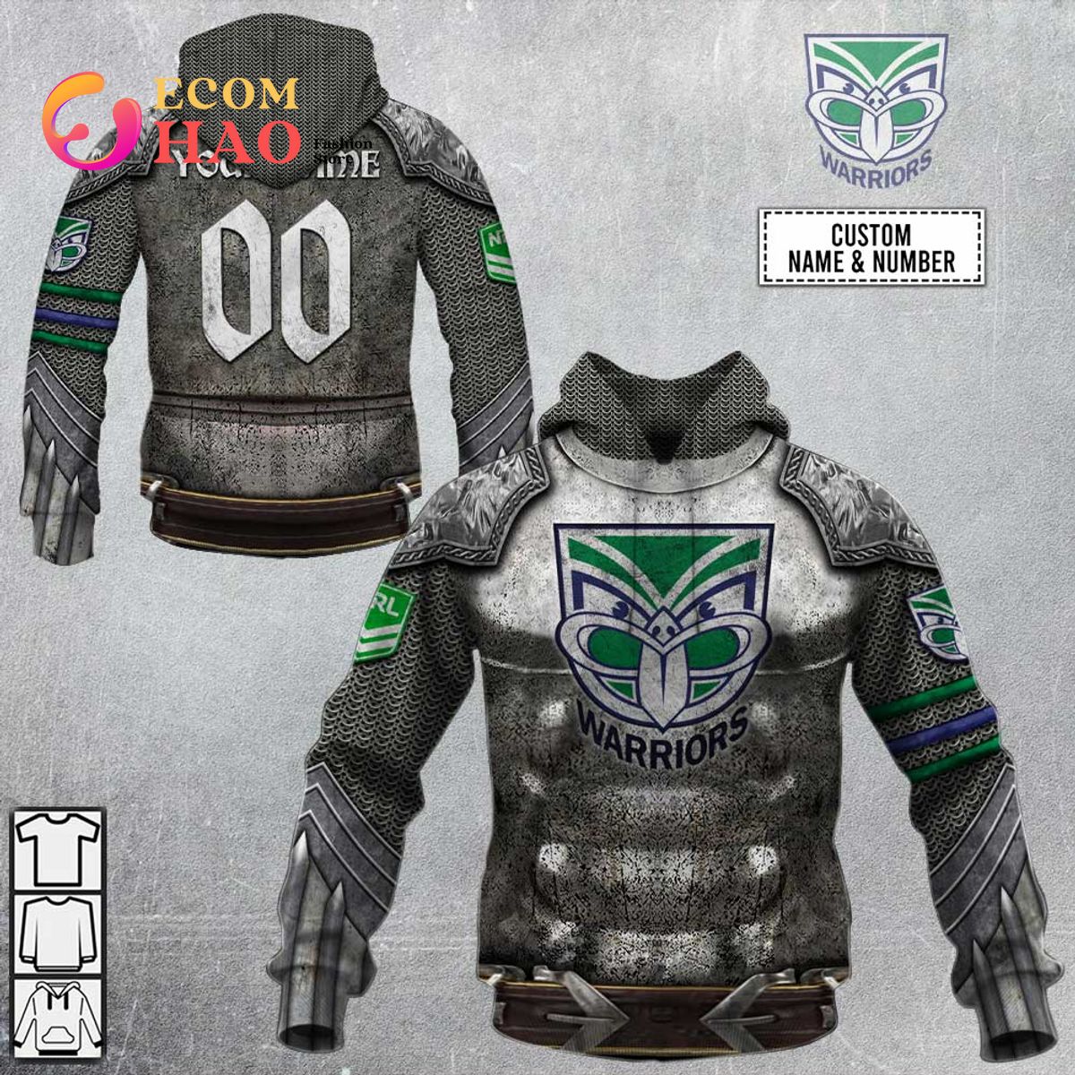 Personalized NRL New Zealand Warriors Armor 3D Hoodie