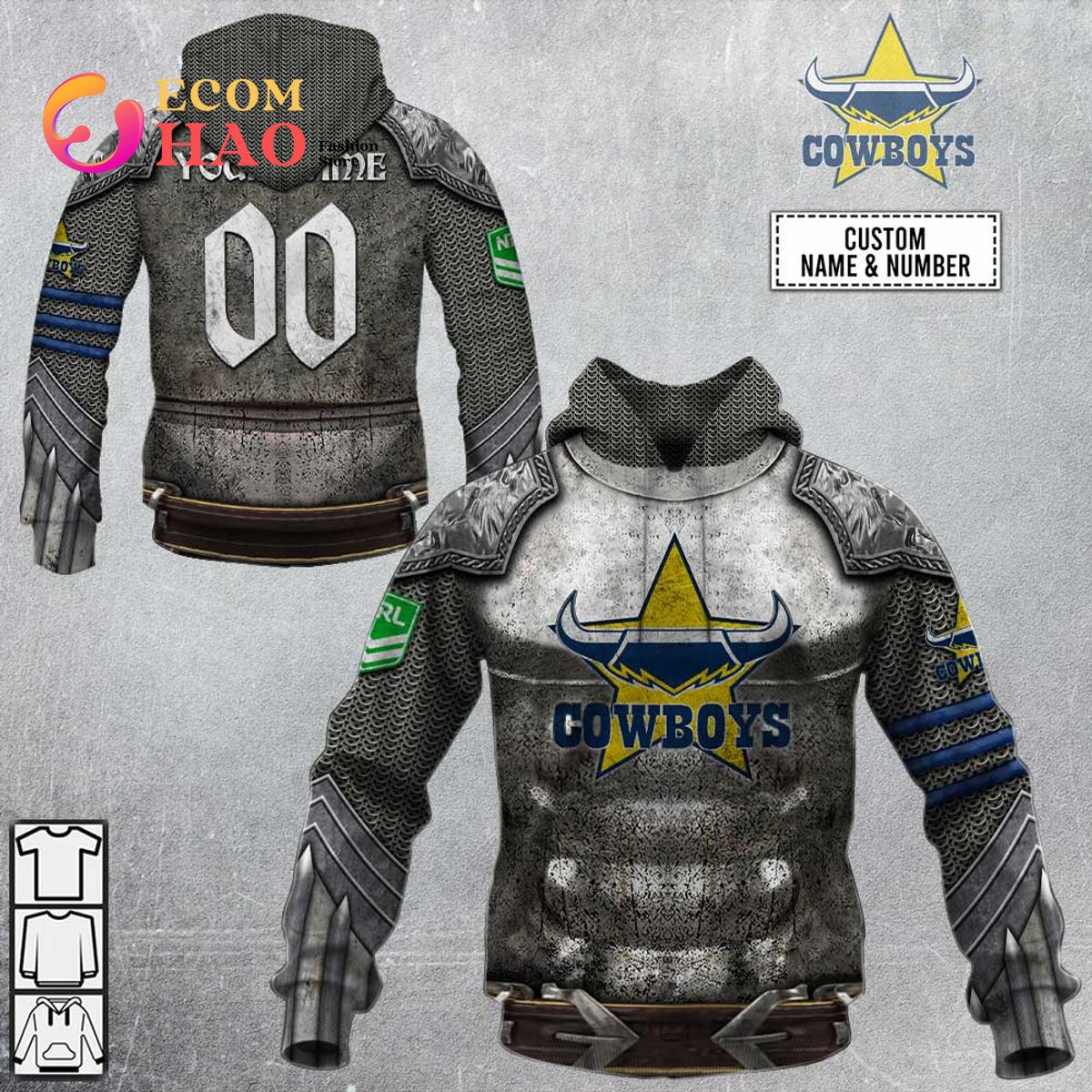 Personalized NRL North Queensland Cowboys Armor 3D Hoodie