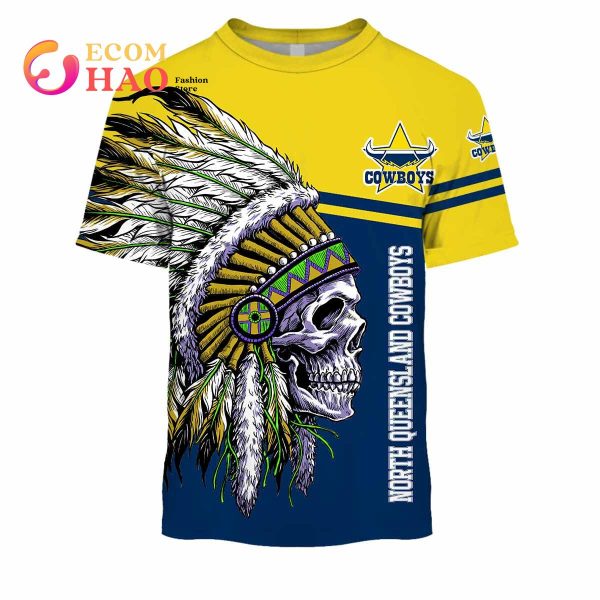 Personalized NRL North Queensland Cowboys Native Skull 3D Hoodie