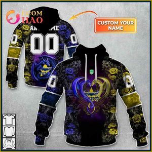 Personalized NRL North Queensland Cowboys Rose Dragon 3D Hoodie