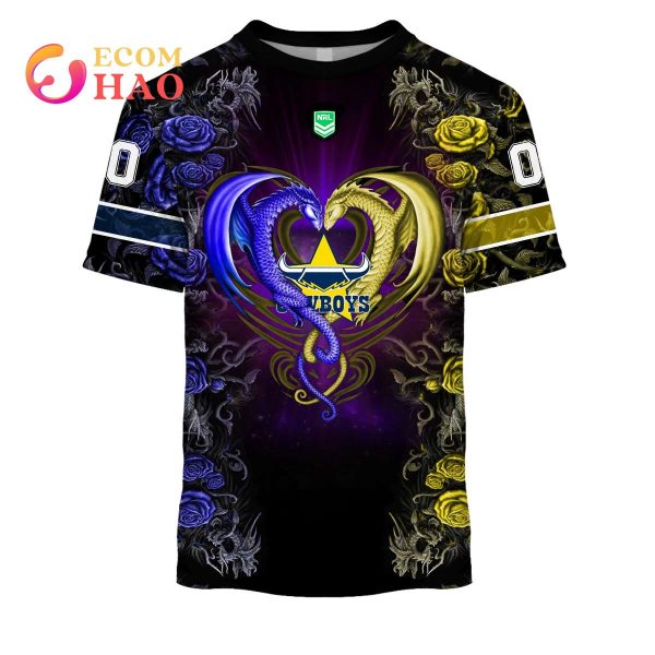 Personalized NRL North Queensland Cowboys Rose Dragon 3D Hoodie