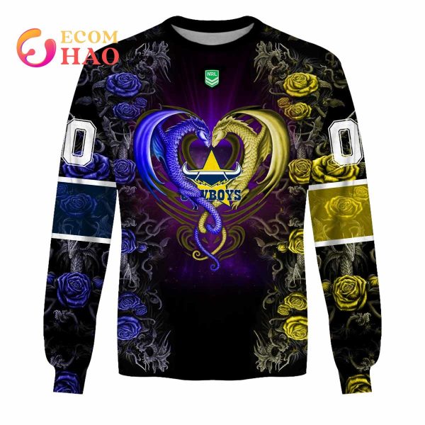 Personalized NRL North Queensland Cowboys Rose Dragon 3D Hoodie