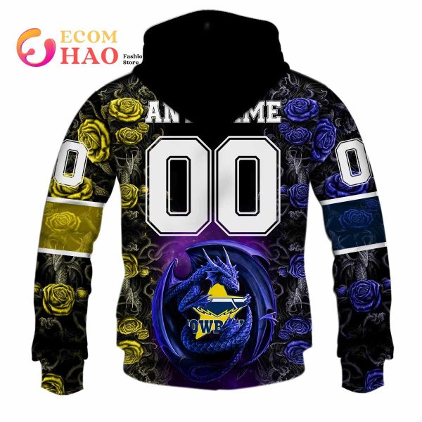 Personalized NRL North Queensland Cowboys Rose Dragon 3D Hoodie