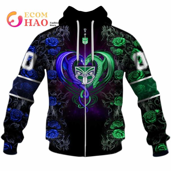 Personalized NRL NZ Warriors Rose Dragon 3D Hoodie