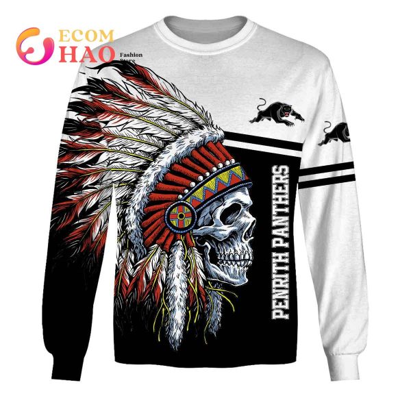Personalized NRL Penrith Panthers Native Skull 3D Hoodie