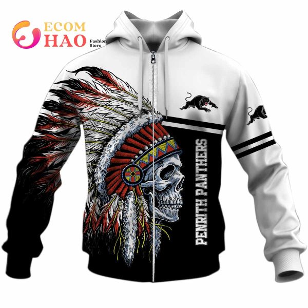 Personalized NRL Penrith Panthers Native Skull 3D Hoodie