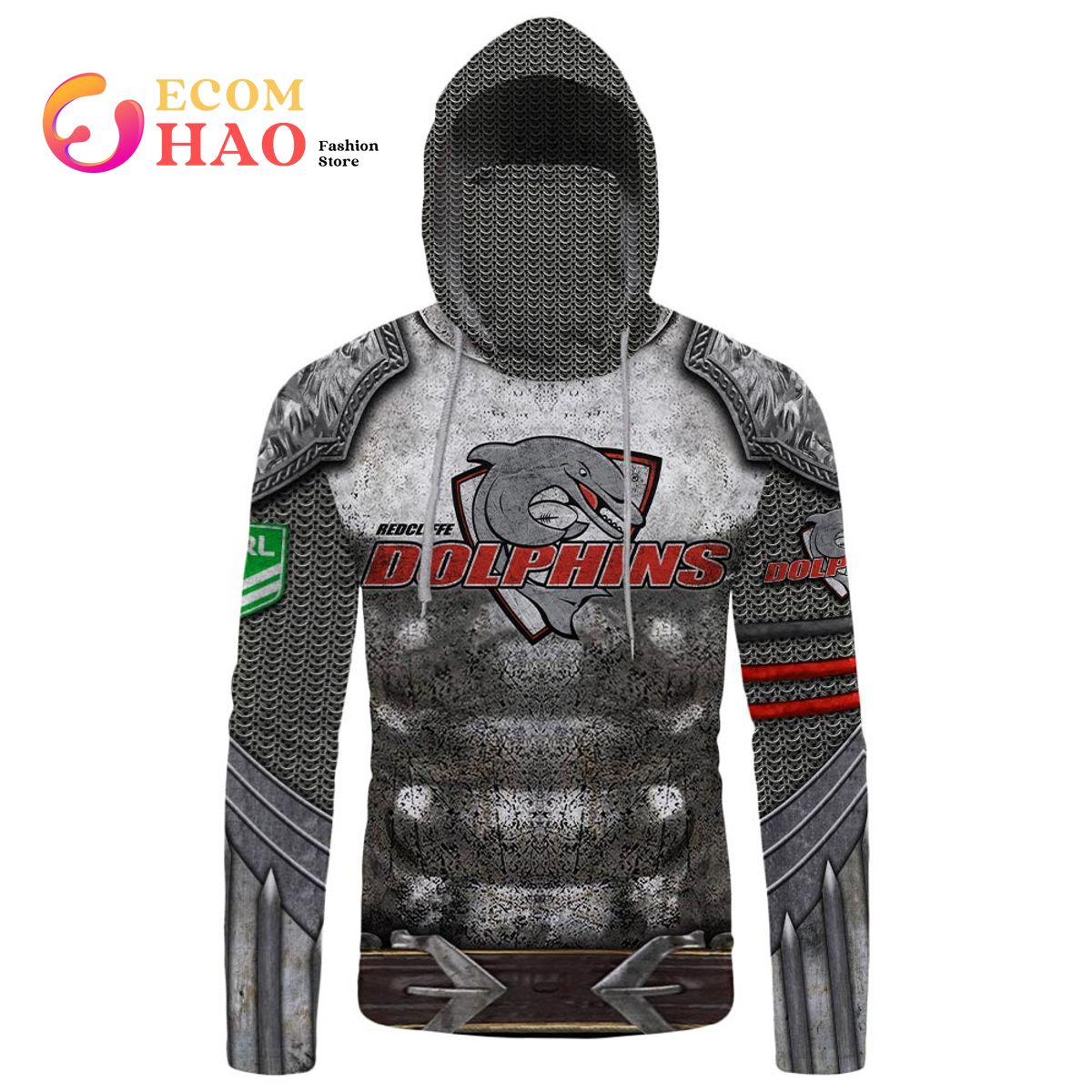 Personalized NRL Redcliffe Dolphins Armor 3D Hoodie