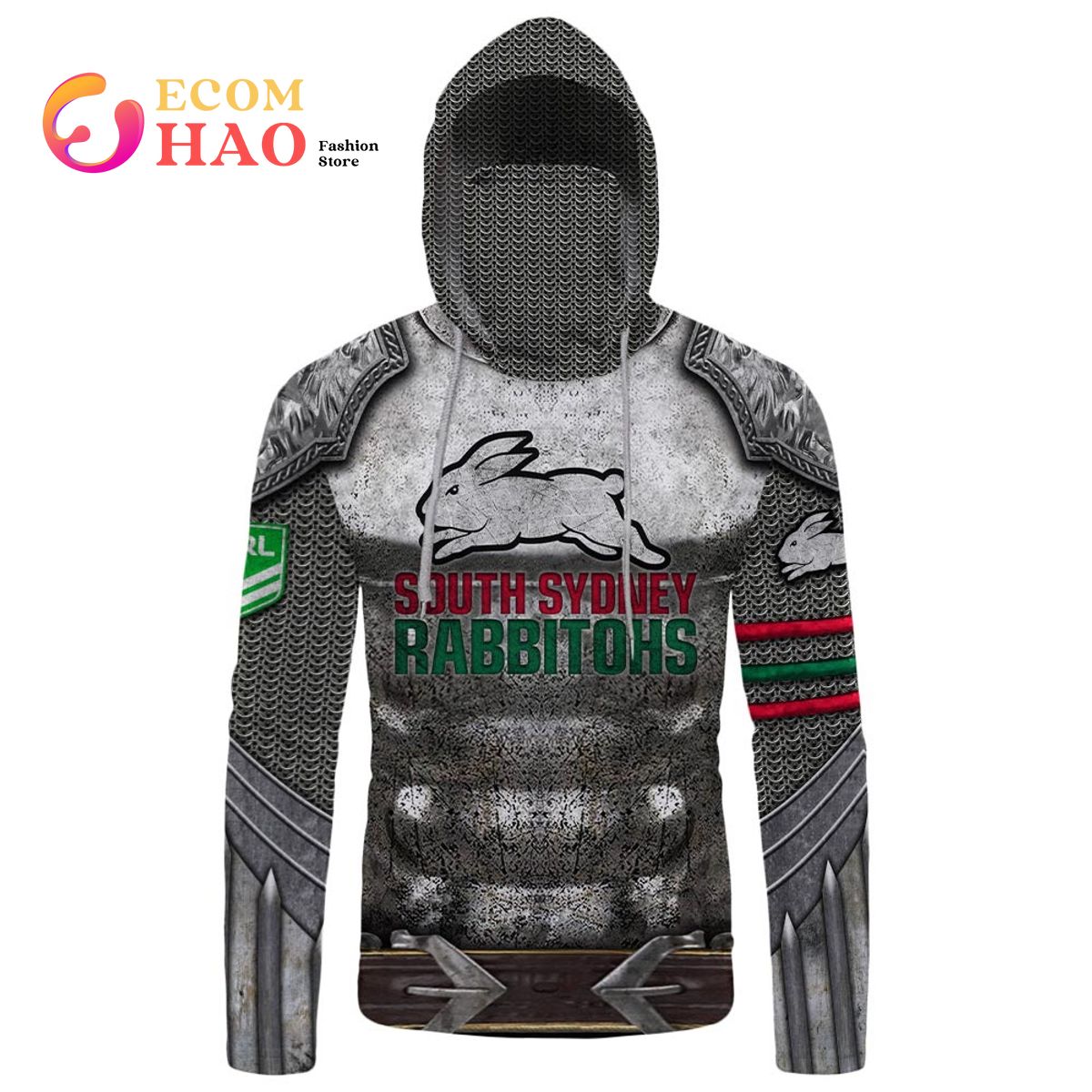 Personalized NRL South Sydney Rabbitohs Armor 3D Hoodie