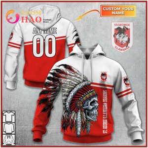 Personalized NRL St George Illawarra Dragon Native Skull 3D Hoodie