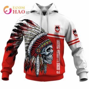 Personalized NRL St George Illawarra Dragon Native Skull 3D Hoodie