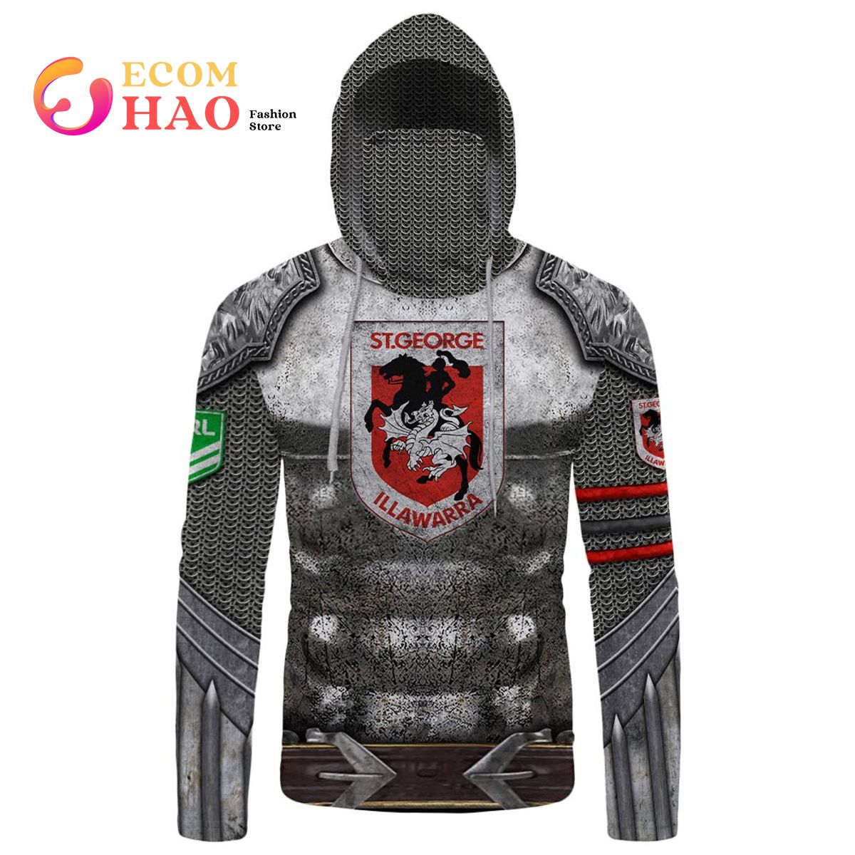 Personalized NRL St. George Illawarra Dragons Armor 3D Hoodie