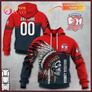 Personalized NRL Sydney Roosters Native Skull 3D Hoodie