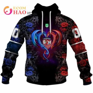 Personalized NRL Sydney Roosters Rose Dragon 3D Hoodie