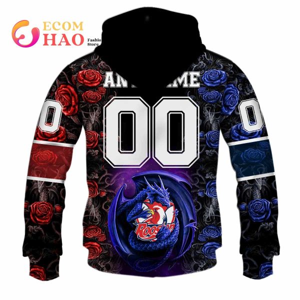Personalized NRL Sydney Roosters Rose Dragon 3D Hoodie