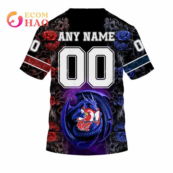 Personalized NRL Sydney Roosters Rose Dragon 3D Hoodie