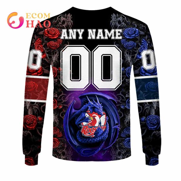 Personalized NRL Sydney Roosters Rose Dragon 3D Hoodie