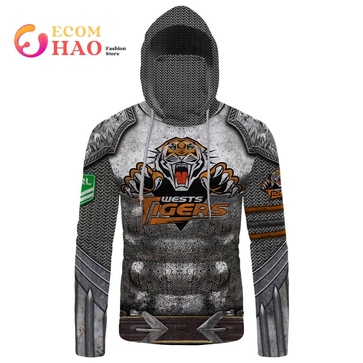 Personalized NRL Wests Tigers Armor 3D Hoodie