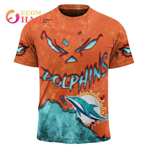 Miami Dolphins Custom Number And Name NFL 3D Baseball Jersey Shirt Skull  For Fans Gift Halloween - Banantees