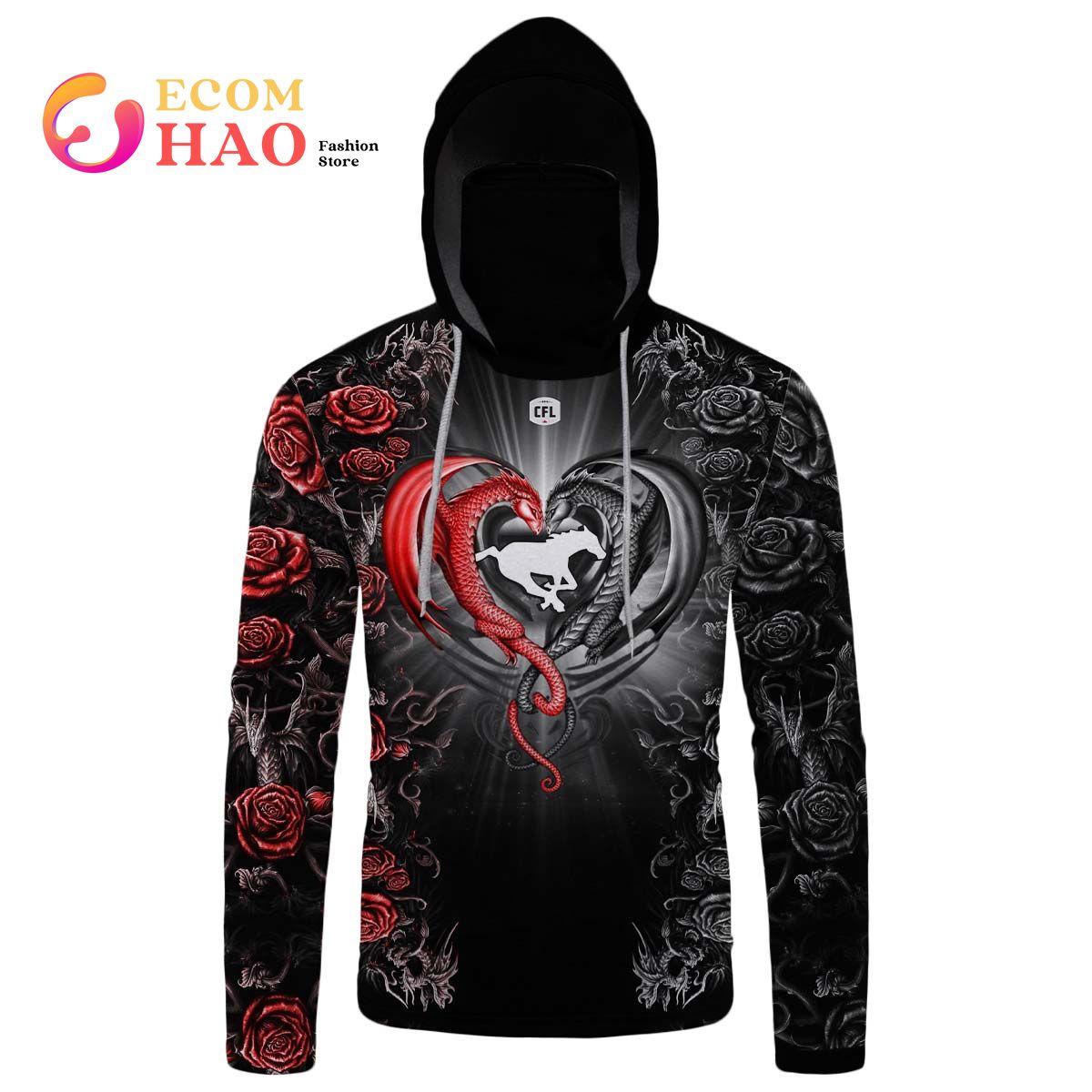 Best Personalized CFL Calgary Stampeders Rose Dragon 3D Hoodie