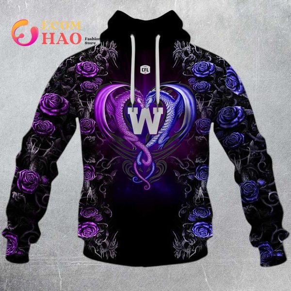 Best Personalized CFL Winnipeg Blue Bombers Rose Dragon 3D Hoodie