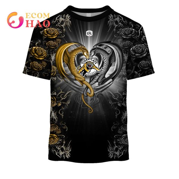 New Personalized CFL Hamilton Tiger Cats Rose Dragon 3D Hoodie