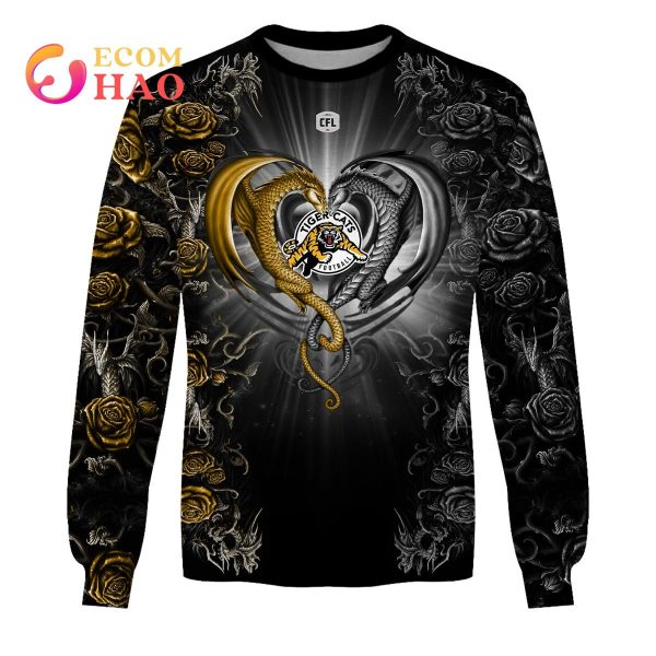 New Personalized CFL Hamilton Tiger Cats Rose Dragon 3D Hoodie