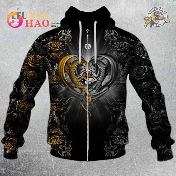 New Personalized CFL Hamilton Tiger Cats Rose Dragon 3D Hoodie