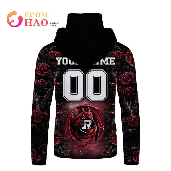 New Personalized CFL Ottawa Redblacks Rose Dragon 3D Hoodie
