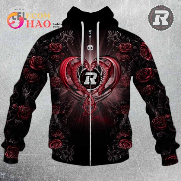 New Personalized CFL Ottawa Redblacks Rose Dragon 3D Hoodie