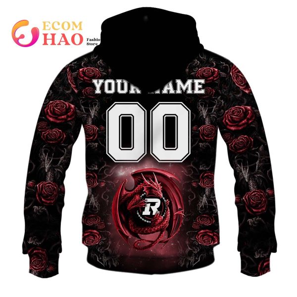 New Personalized CFL Ottawa Redblacks Rose Dragon 3D Hoodie