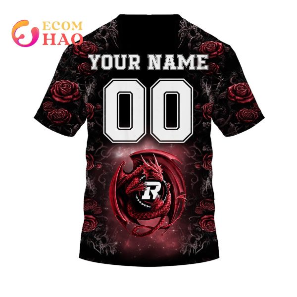New Personalized CFL Ottawa Redblacks Rose Dragon 3D Hoodie