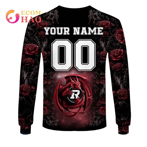 New Personalized CFL Ottawa Redblacks Rose Dragon 3D Hoodie