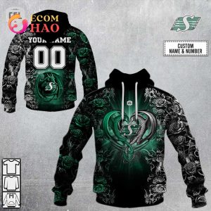 New Personalized CFL Saskatchewan Roughriders Rose Dragon 3D Hoodie
