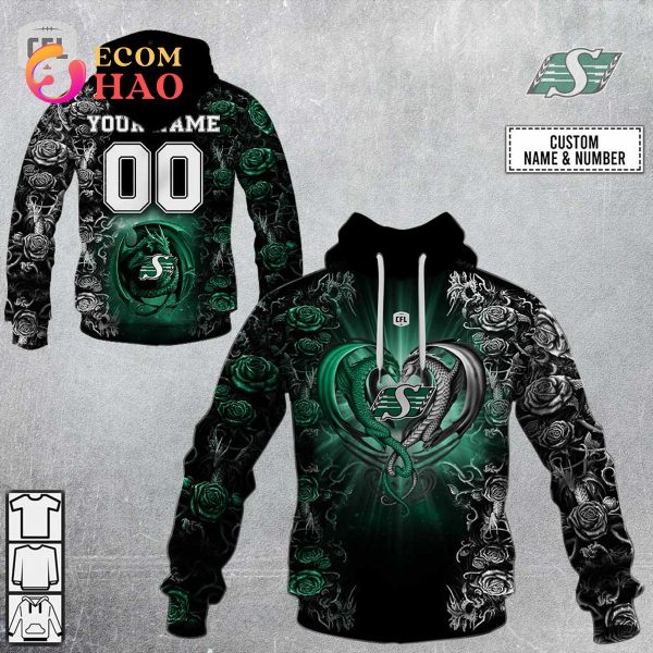 New Personalized CFL Saskatchewan Roughriders Rose Dragon 3D Hoodie