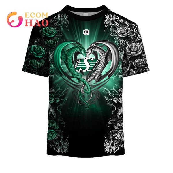 New Personalized CFL Saskatchewan Roughriders Rose Dragon 3D Hoodie